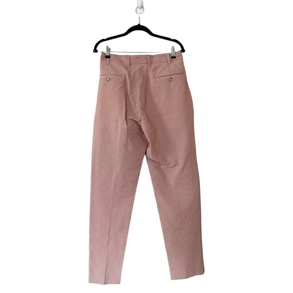 ARJE The Jona Single Pleat Crickled Cotton Stripes Pants Red Large - Picture 3 of 4